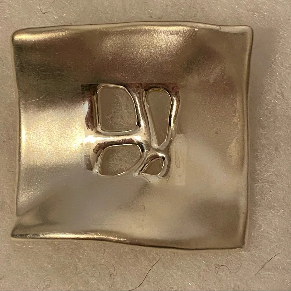 BAT AMI BROOCH PIN 925 STERLING SILVER VINTAGE MODERNIST ABSTRACT ISRAEL SIGNED